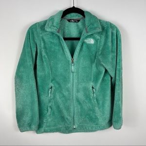 The North Face Green Fleece Zip Up Long Sleeve Jacket Girl's Medium